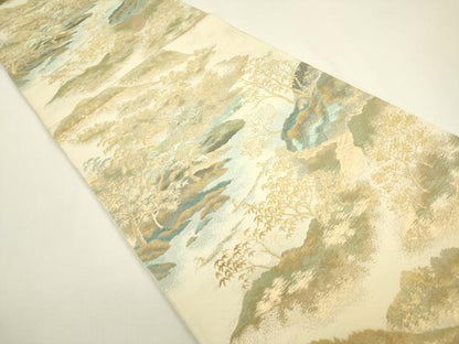 平和屋着物◎西陣　六通柄　本袋帯　重ね山松文　金銀糸　正絹　逸品　DAAY6190ea
