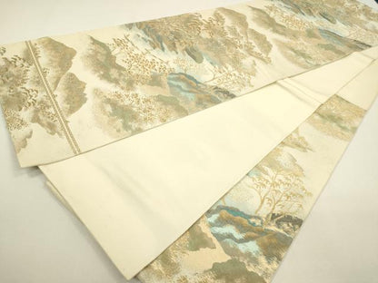 平和屋着物◎西陣　六通柄　本袋帯　重ね山松文　金銀糸　正絹　逸品　DAAY6190ea
