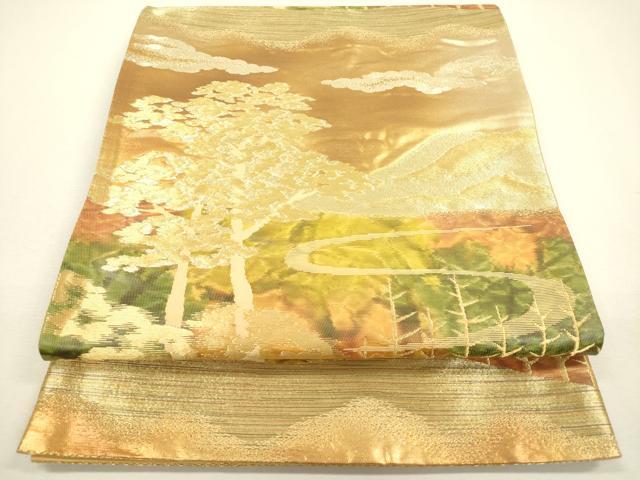 平和屋着物◎六通柄袋帯　風景松文　金銀糸　正絹　逸品　DAAY6203ea