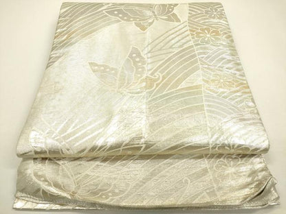 平和屋着物◎佐賀錦　六通柄袋帯　舞蝶文　金銀糸　正絹　逸品　DAAY6204ea