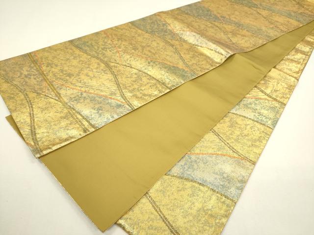 平和屋着物◎六通柄袋帯 青銅佐賀錦 重ね山文 金糸 正絹 逸品 DAAY6236ea