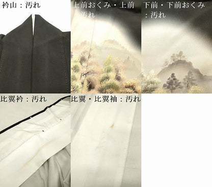 平和屋着物■豪華黒留袖 作家物 手描き 風景樹林文 暈し染め 金彩 正絹 逸品 DAAY6244ea