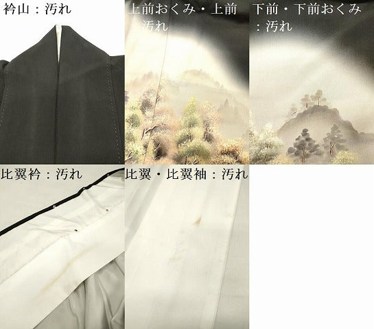 平和屋着物■豪華黒留袖 作家物 手描き 風景樹林文 暈し染め 金彩 正絹 逸品 DAAY6244ea