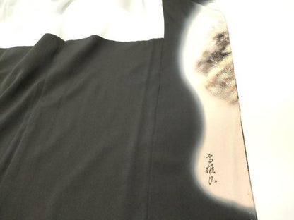 平和屋着物■豪華黒留袖 作家物 手描き 風景樹林文 暈し染め 金彩 正絹 逸品 DAAY6244ea