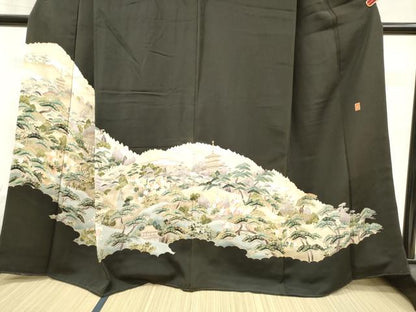 平和屋着物■豪華黒留袖 風景花文 松竹梅 正絹 逸品 DAAY6252ea