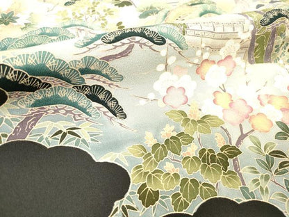 平和屋着物■豪華黒留袖 風景花文 松竹梅 正絹 逸品 DAAY6252ea