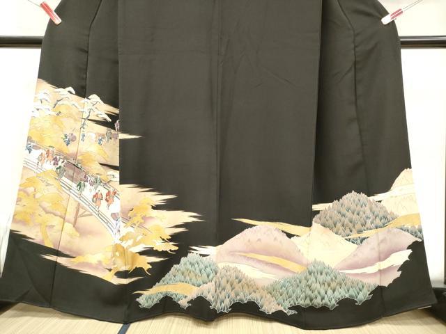 平和屋着物■豪華黒留袖 人物風景松文 金彩 正絹 逸品 DAAY6254ea