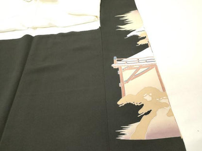 平和屋着物■豪華黒留袖 人物風景松文 金彩 正絹 逸品 DAAY6254ea