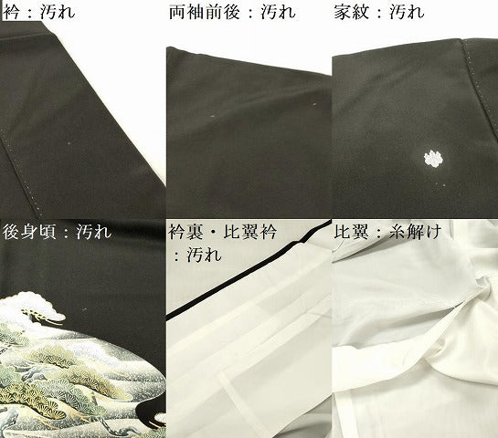 平和屋着物■豪華黒留袖　駒刺繍　飛鶴風景松文　金彩　正絹　逸品　DAAY6270ea