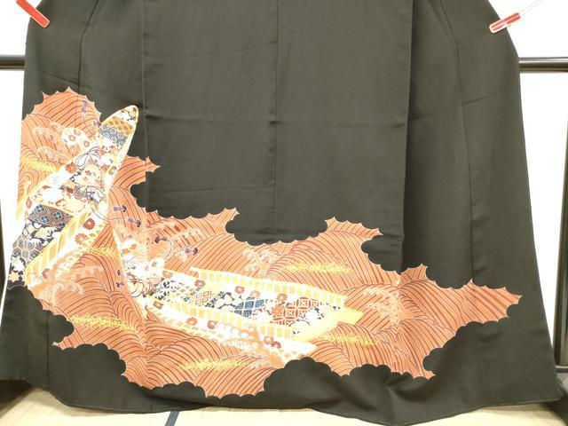 平和屋着物■豪華黒留袖 駒刺繍 立波吉祥花舟文 金彩 正絹 逸品 DAAY6272ea