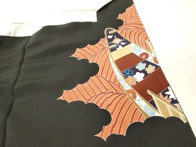 平和屋着物■豪華黒留袖 駒刺繍 立波吉祥花舟文 金彩 正絹 逸品 DAAY6272ea