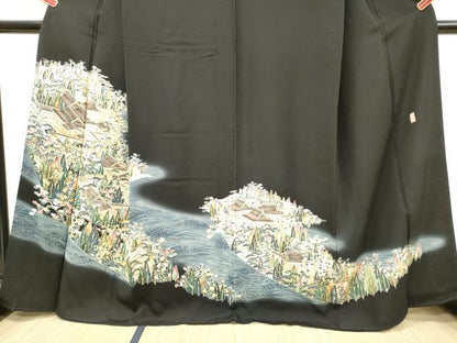 平和屋着物■豪華黒留袖　作家物　風景樹林花文　暈し染め　正絹　逸品　DAAY6273ea