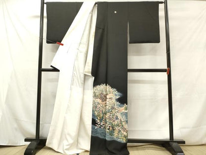 平和屋着物■豪華黒留袖　作家物　風景樹林花文　暈し染め　正絹　逸品　DAAY6273ea