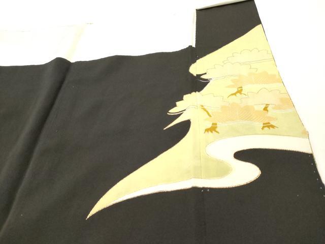 平和屋着物■豪華黒留袖 駒刺繍 飛鶴松文 金彩 正絹 逸品 DAAY6275ea