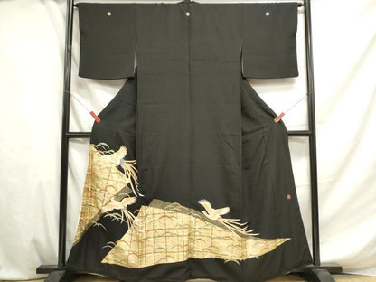 平和屋着物■豪華黒留袖 作家物 駒刺繍 鳳凰雪芝文 金彩 正絹 逸品 DAAY6397ea