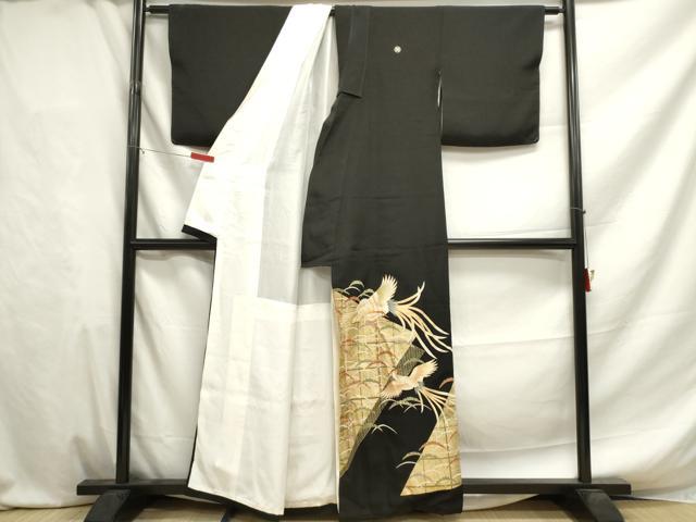 平和屋着物□豪華黒留袖 作家物 駒刺繍 鳳凰雪芝文 金彩