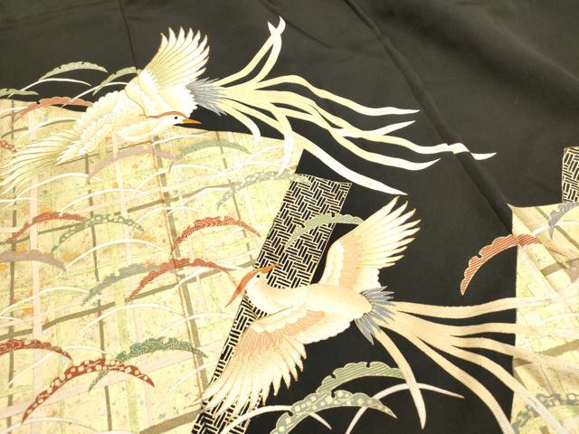 平和屋着物□豪華黒留袖 作家物 駒刺繍 鳳凰雪芝文 金彩