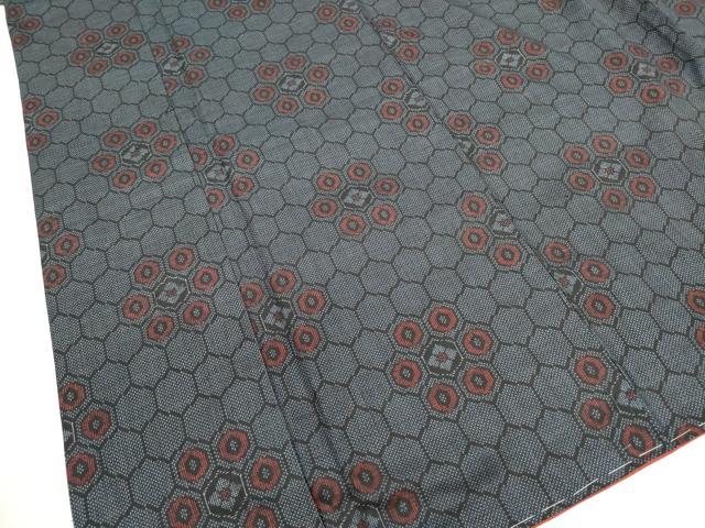 平和屋特選着物□本場大島紬 7マルキ 亀甲繋ぎ文様 逸品f736