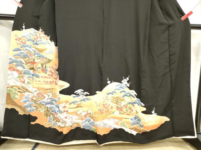 平和屋着物■豪華黒留袖　人物風景花松文　金彩　正絹　逸品　DAAY6452ea