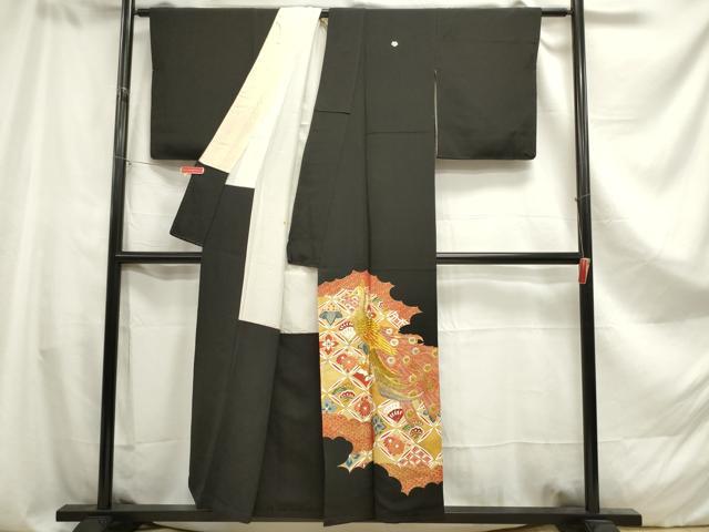 平和屋着物■豪華黒留袖　駒刺繍　鳳凰七宝花文　金彩　正絹　逸品　DAAY6461ea