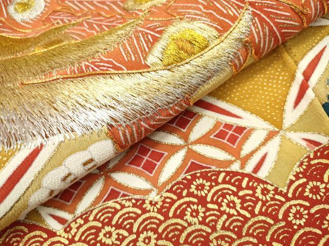 平和屋着物■豪華黒留袖　駒刺繍　鳳凰七宝花文　金彩　正絹　逸品　DAAY6461ea