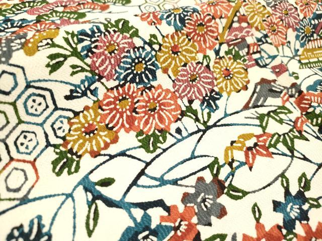 平和屋着物■上質な小紋　型染　風景花松文　正絹　逸品　DAAY6501ea