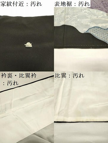 平和屋着物■豪華黒留袖　駒刺繍　地紙重ね道長花文　飛鶴　金彩　正絹　逸品　DAAY6503ea