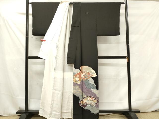 平和屋着物■豪華黒留袖　駒刺繍　地紙重ね道長花文　飛鶴　金彩　正絹　逸品　DAAY6503ea