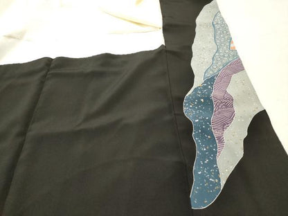 平和屋着物■豪華黒留袖　駒刺繍　地紙重ね道長花文　飛鶴　金彩　正絹　逸品　DAAY6503ea