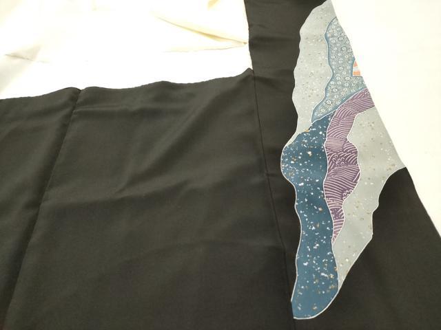 平和屋着物■豪華黒留袖　駒刺繍　地紙重ね道長花文　飛鶴　金彩　正絹　逸品　DAAY6503ea