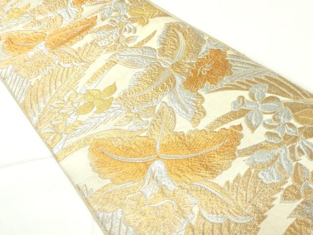 平和屋着物◎六通柄　本袋帯　蘭　金銀糸　正絹　逸品　DAAY6517ea
