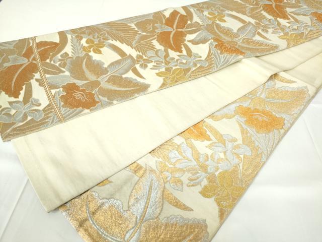 平和屋着物◎六通柄　本袋帯　蘭　金銀糸　正絹　逸品　DAAY6517ea
