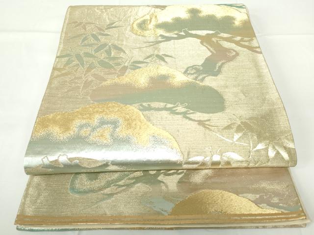 平和屋着物◎六通柄袋帯　笹松文　金銀糸　正絹　逸品　DAAY6520ea