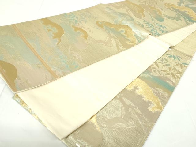 平和屋着物◎六通柄袋帯　笹松文　金銀糸　正絹　逸品　DAAY6520ea