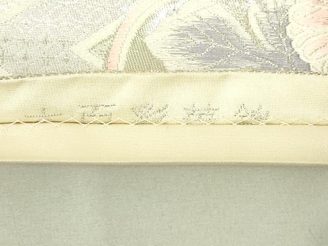 平和屋着物◎六通柄袋帯 唐織 孔雀花文 銀糸 正絹 逸品 DAAY6529qp