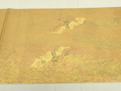 平和屋着物◎太鼓柄袋帯　花籠文　ワンポイント　引箔　正絹　逸品　DAAY6591qp