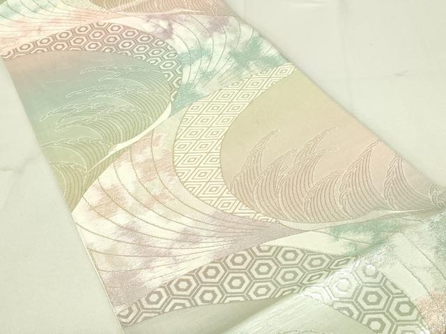 平和屋着物◎六通柄袋帯　吉祥立波文　金銀糸　正絹　逸品　DAAY6617qp