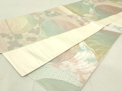 平和屋着物◎六通柄袋帯　吉祥立波文　金銀糸　正絹　逸品　DAAY6617qp