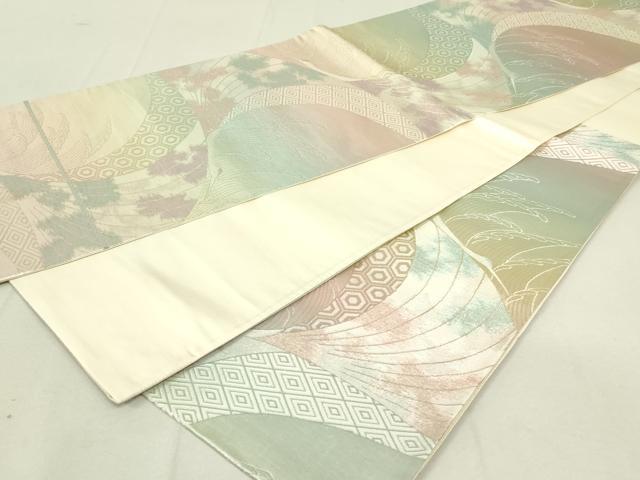 平和屋着物◎六通柄袋帯　吉祥立波文　金銀糸　正絹　逸品　DAAY6617qp