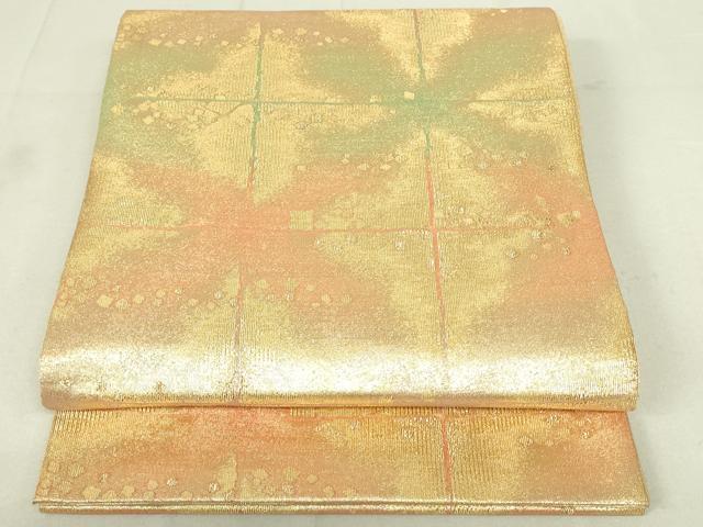 平和屋着物◎六通柄袋帯　石畳文　箔散らし　金糸　正絹　逸品　DAAY6632qp