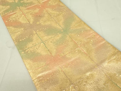 平和屋着物◎六通柄袋帯　石畳文　箔散らし　金糸　正絹　逸品　DAAY6632qp