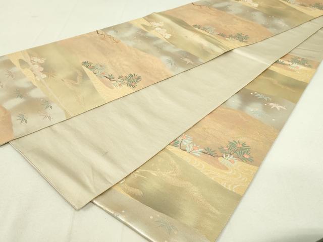 平和屋着物◎六通柄袋帯　みかげ錦　裂取松竹文　金糸　引箔　正絹　逸品　DAAY6633qp