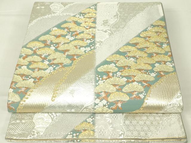 平和屋着物◎六通柄袋帯　蒔絵献上松文　金銀糸　引箔　正絹　逸品　DAAY6680qp