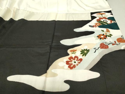 平和屋着物■豪華黒留袖 刺繍 吉祥花文 更紗 金彩 正絹 逸品 DAAY6721qp