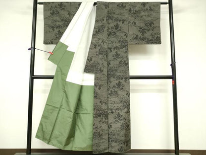 平和屋着物■上質な紬　風景文　正絹　逸品　DAAY6731qp