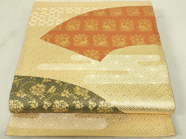 平和屋着物◎佐賀錦　六通柄袋帯　唐織　古裂地紙文　金糸　正絹　逸品　DAAY6750qp