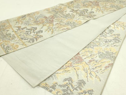 平和屋着物◎六通柄袋帯　風景文　金糸　正絹　逸品　DAAY6765qp