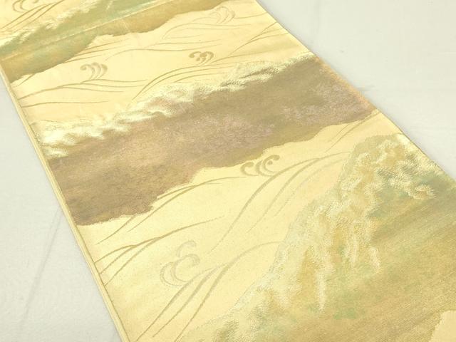 平和屋着物◎六通柄袋帯　立波文　金糸　正絹　逸品　DAAY6848qp