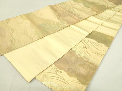 平和屋着物◎六通柄袋帯　立波文　金糸　正絹　逸品　DAAY6848qp