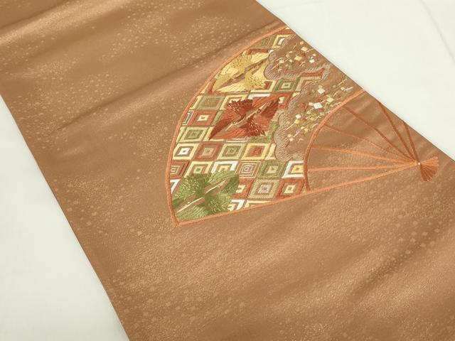 平和屋着物◎六通柄袋帯　総刺繍　扇面鳳凰菱文　金糸　引箔　正絹　逸品　DAAY6930qp